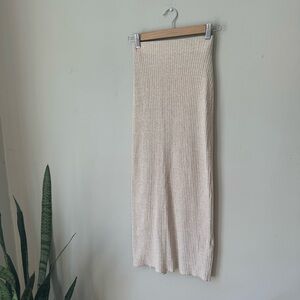 Zara Ribbed Cream Maxi Skirt
